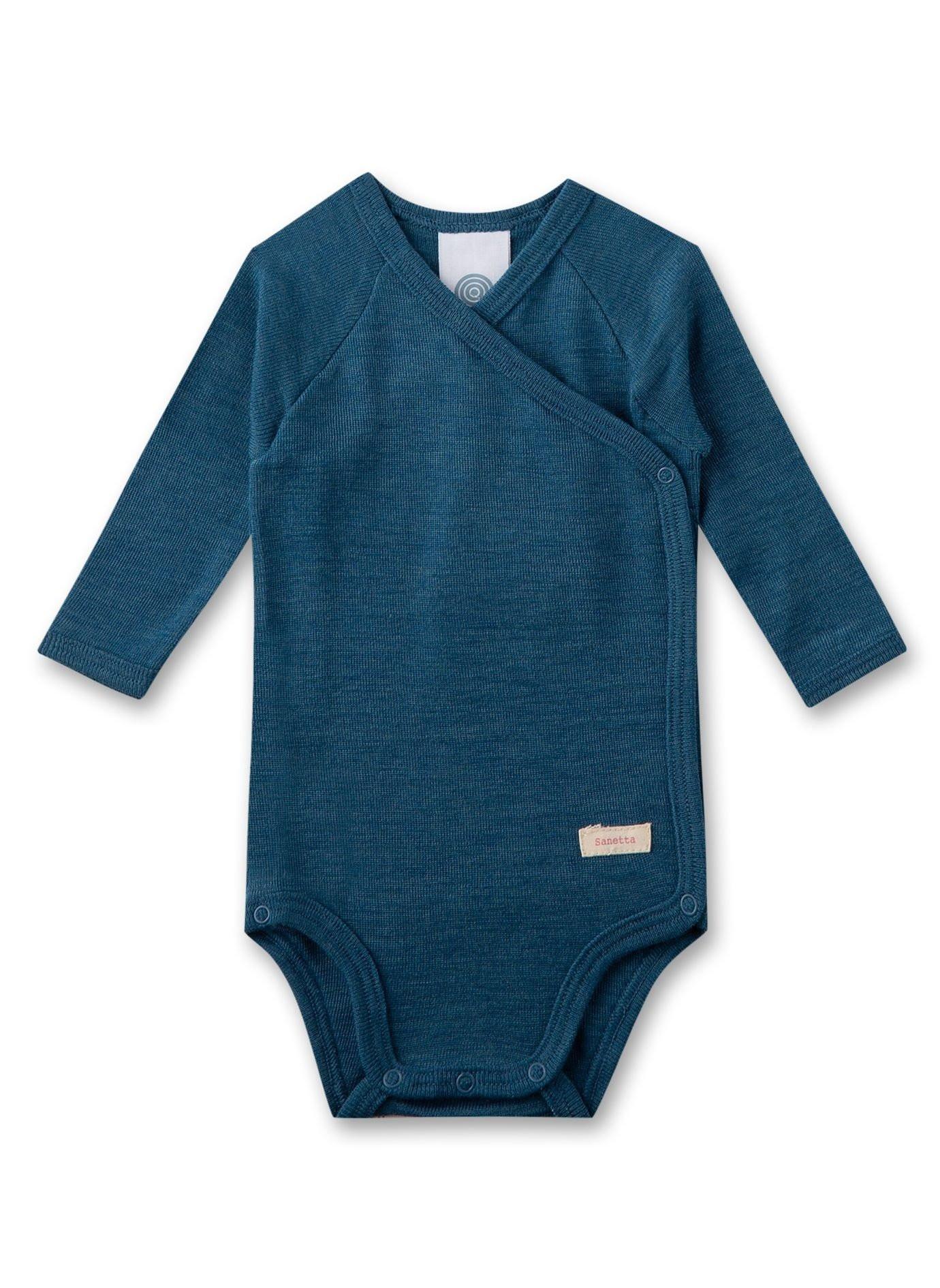 Merino/seide Wickelbody Uni Mädchen Blau 44 von Sanetta