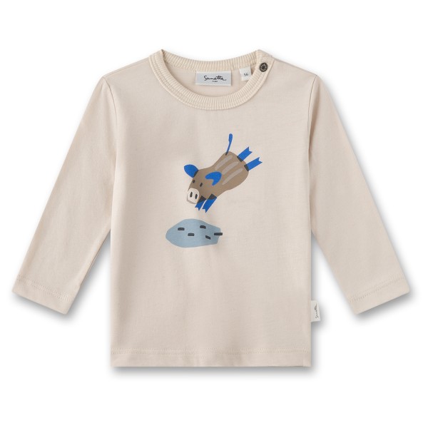 Sanetta - Boy's Cotton Shirt Single Light Velours - Longsleeve Gr 56;62;68;74;80 beige;blau von Sanetta