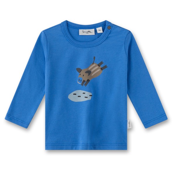 Sanetta - Boy's Cotton Shirt Single Light Velours - Longsleeve Gr 56 blau von Sanetta