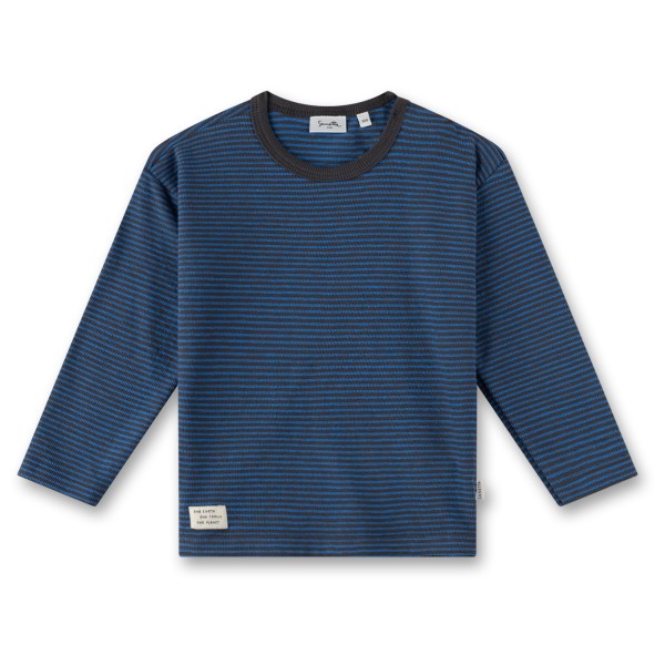 Sanetta - Boy's Shirt Fleece Jacquard Ringel - Longsleeve Gr 104 blau von Sanetta