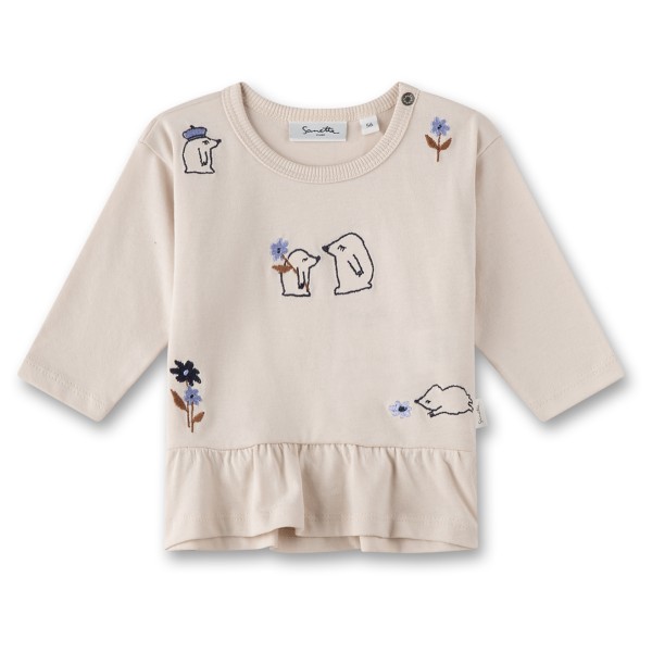 Sanetta - Girl Kid's Shirt Pure LT 2 - Longsleeve Gr 68;74;80;86;92 beige/grau von Sanetta