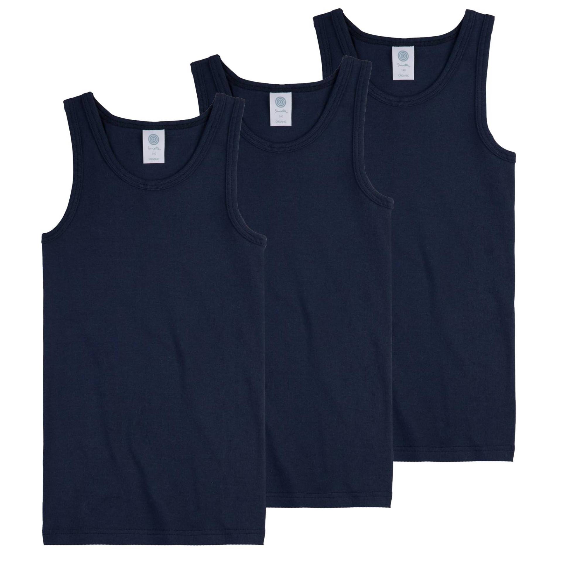 Unterhemden 3er Pack Jungen Blau 104 von Sanetta