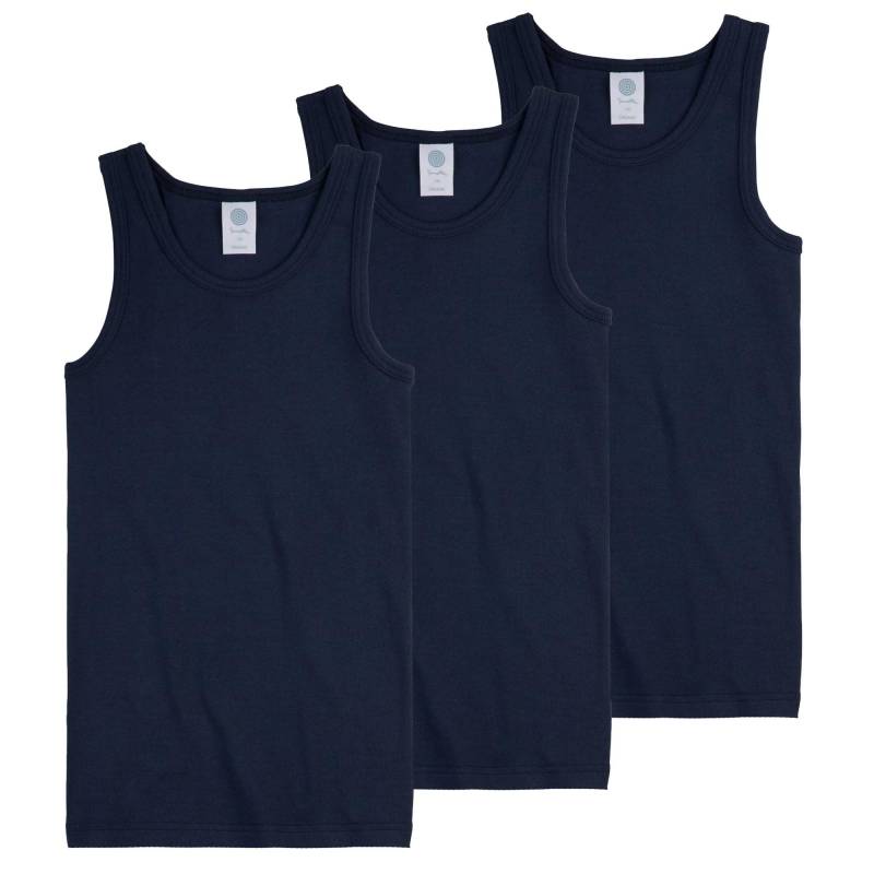 Unterhemden 3er Pack Jungen Blau 140 von Sanetta