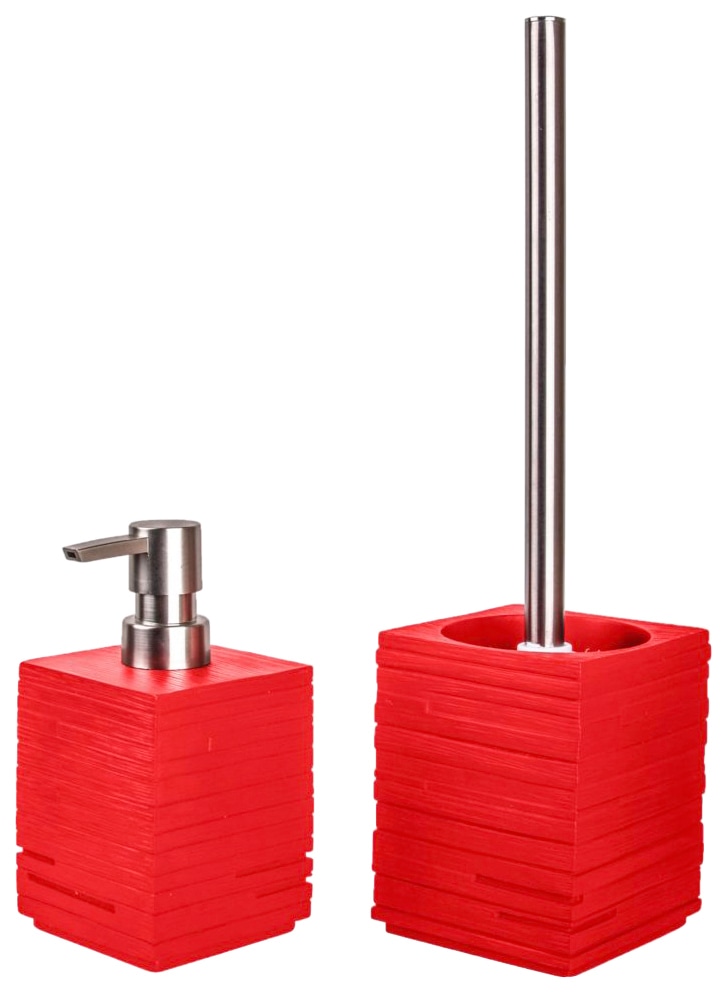 Sanilo Badaccessoire-Set »Calero Red«, (Kombi-Set, 2 tlg.), bestehend aus Seifenspender und WC-Bürste, geriffelt von Sanilo