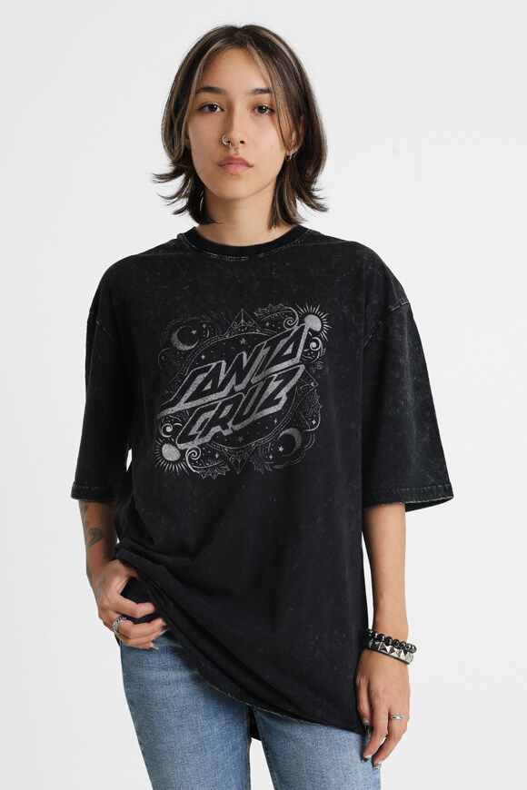 Santa Cruz Ornate Dot Oversize T-Shirt | Black Acid Wash | Damen  | M von Santa Cruz