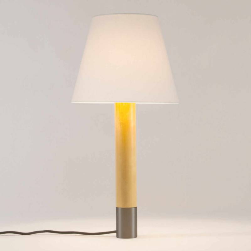 Básica LED M1 Tischleuchte, Lampenschirm weiss, Base bronze von Santa & Cole