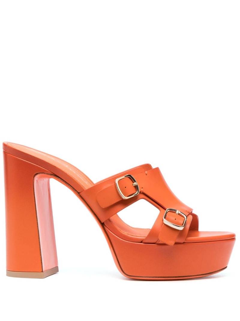 Santoni 115mm leather platform mules - Orange von Santoni