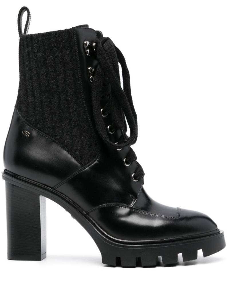 Santoni 75mm lace-up leather ankle boots - Black von Santoni