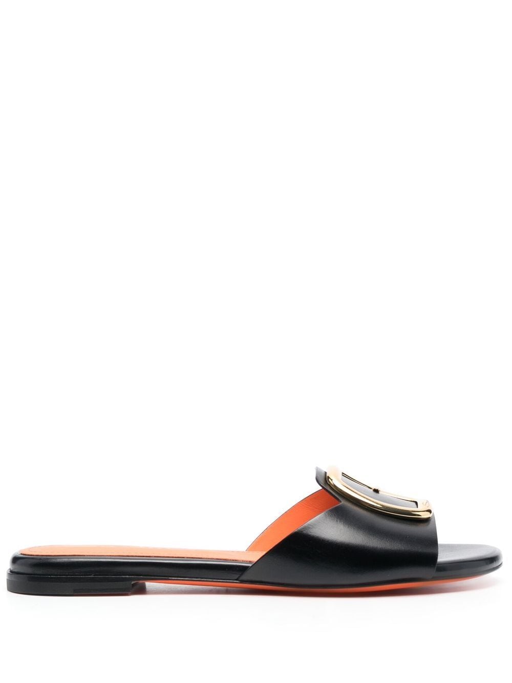 Santoni Apricot leather slip-on sandals - Black von Santoni