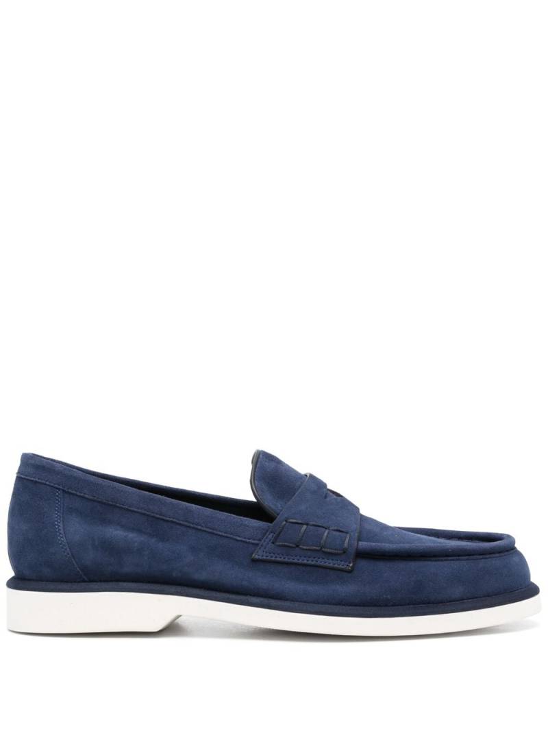 Santoni almond leather loafers - Blue von Santoni