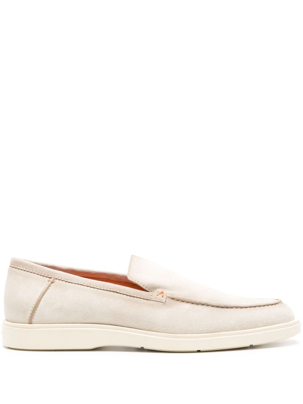 Santoni almond-toe suede loafers - Neutrals von Santoni