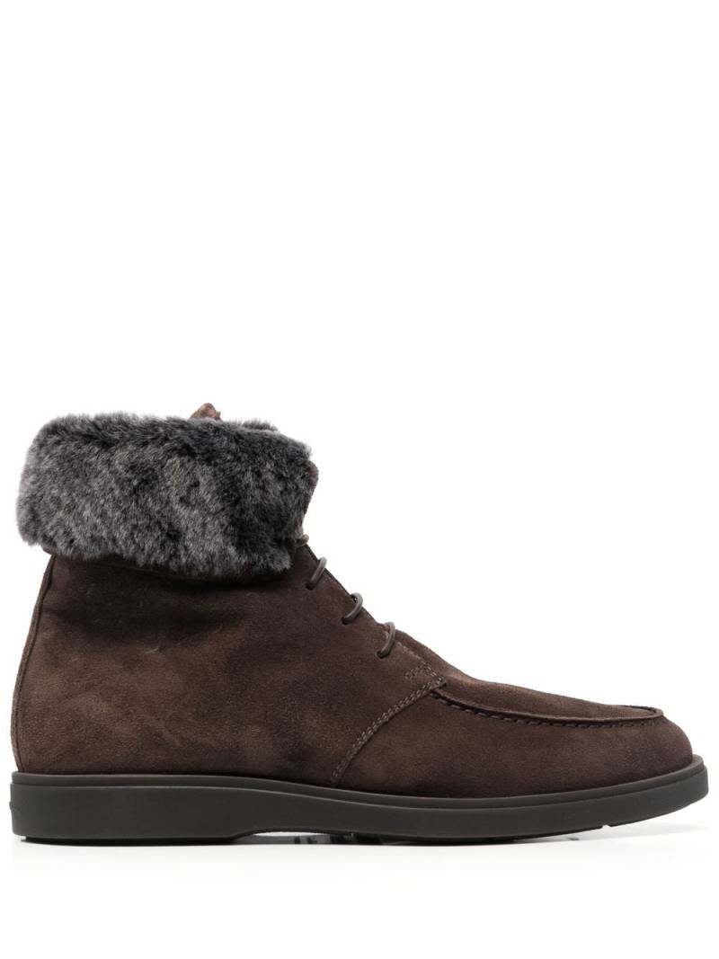 Santoni ankle fur-trim detail boots - Brown von Santoni