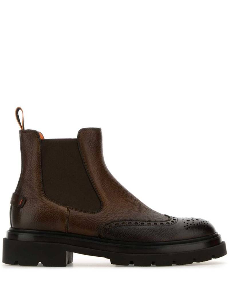 Santoni brogue Chelsea boots - Brown von Santoni