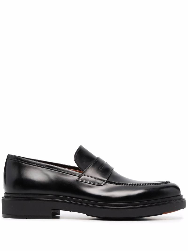 Santoni brushed leather penny loafers - Black von Santoni