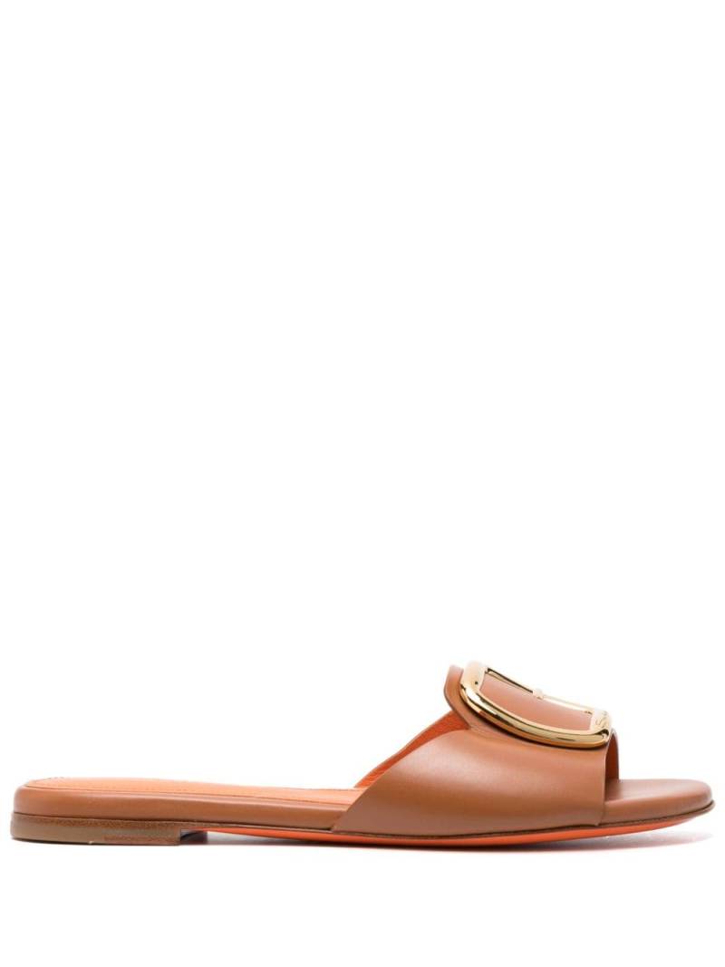 Santoni buckle leather slides - Brown von Santoni