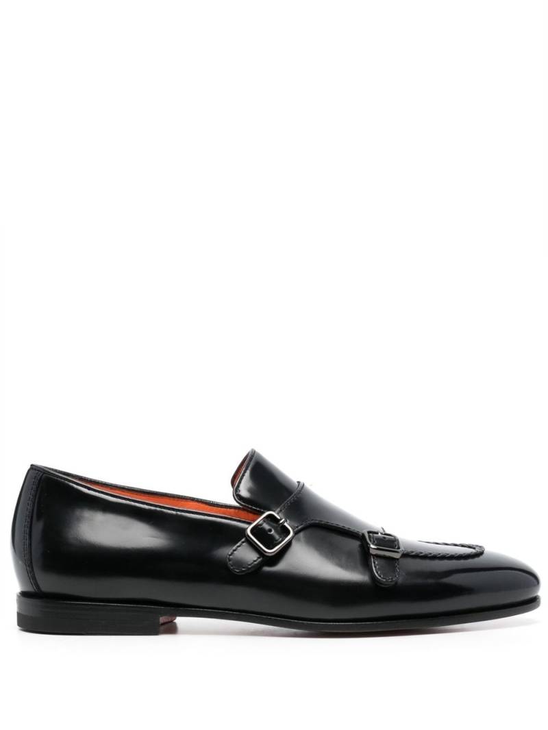 Santoni buckled-leather monk shoes - Black von Santoni