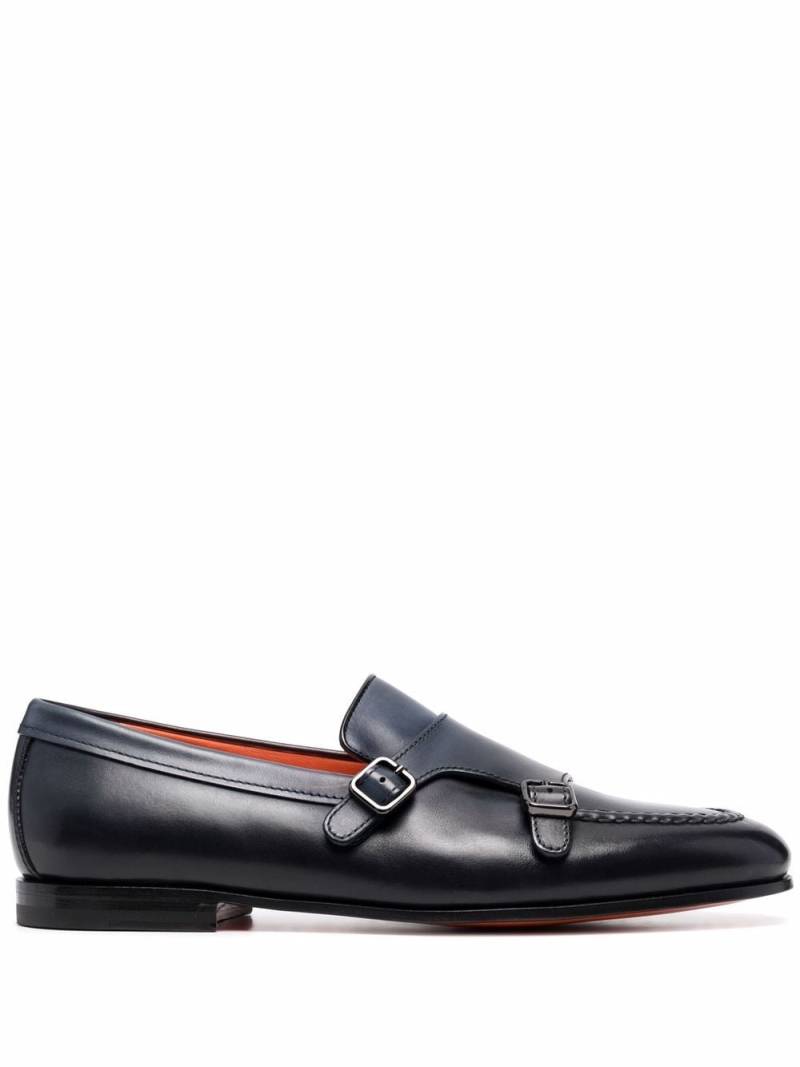 Santoni buckled leather monk shoes - Black von Santoni