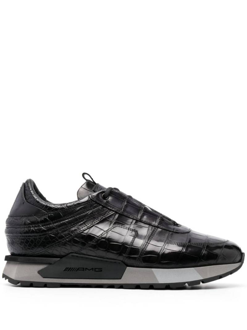 Santoni crocodile-effect low-top sneakers - Black von Santoni