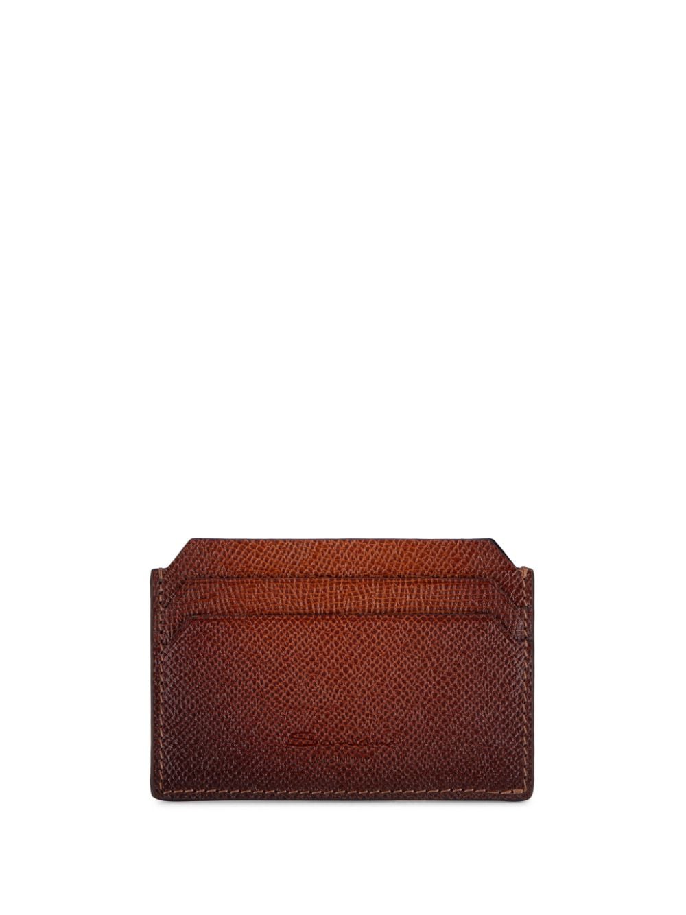 Santoni debossed-logo grained-leather cardholder - Brown von Santoni