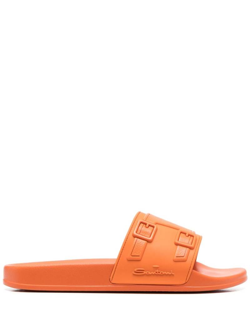 Santoni debossed-logo slides - Orange von Santoni