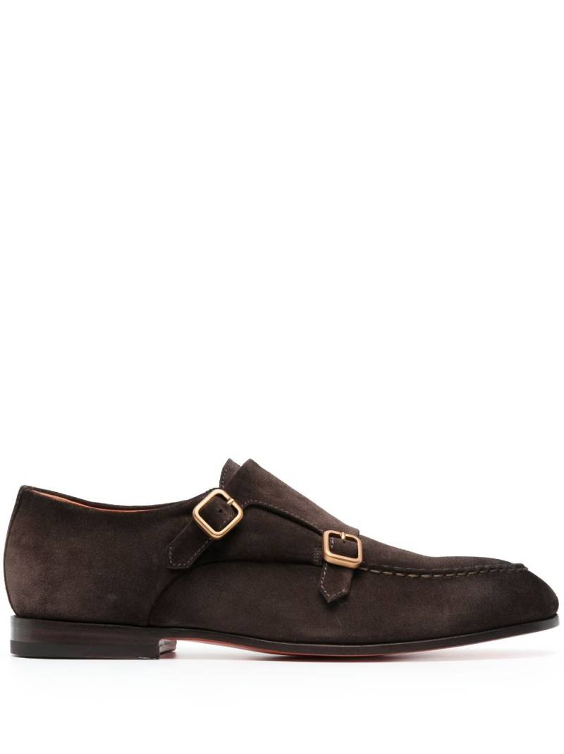 Santoni decorative-buckle leather monk shoes - Brown von Santoni