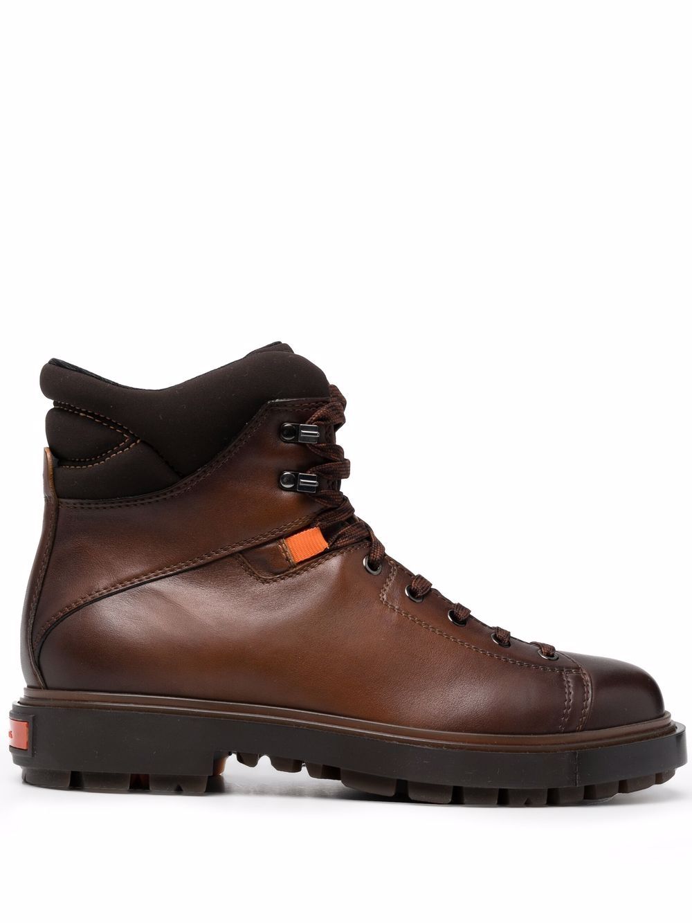 Santoni distressed lace-up mountain boots - Brown von Santoni