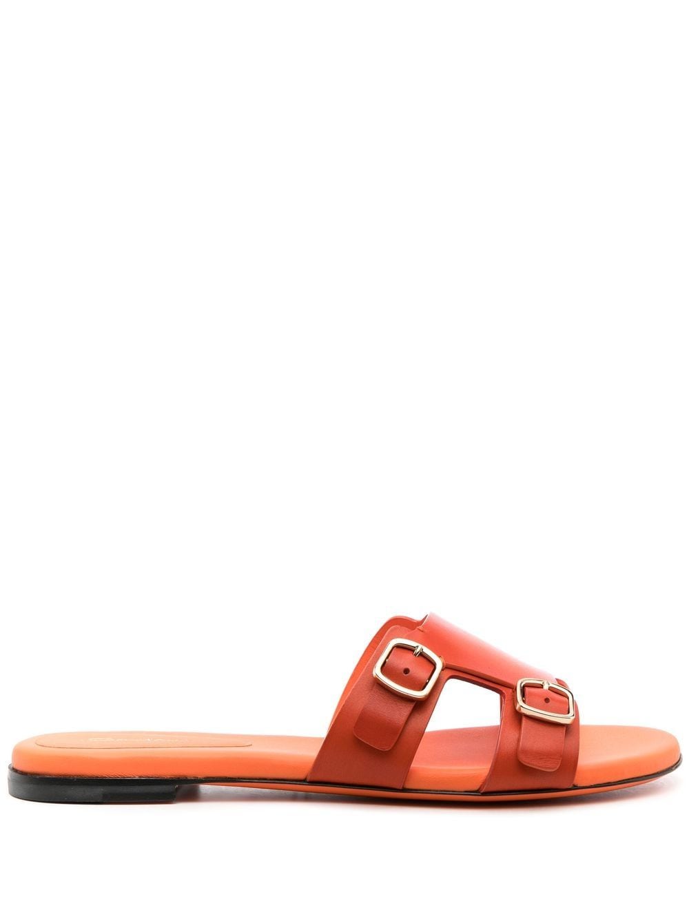 Santoni double-buckle calf-leather sandals - Orange von Santoni
