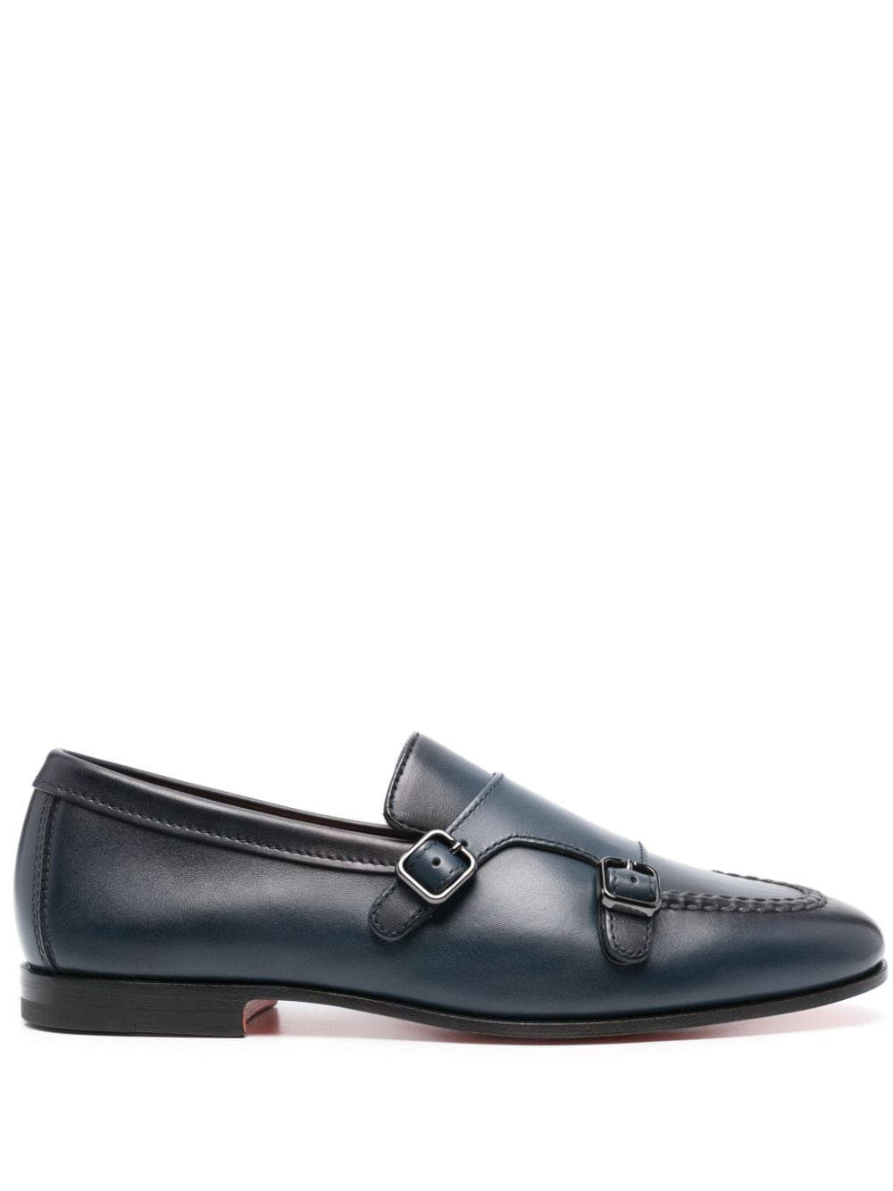 Santoni double-buckle leather Monk shoes - Blue von Santoni