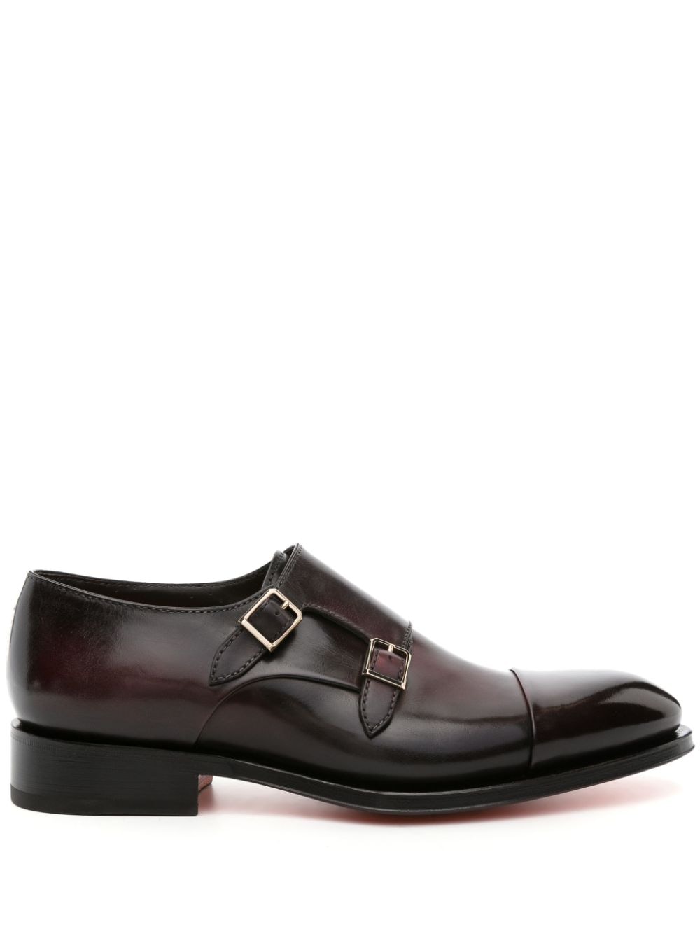 Santoni double-buckle leather loafers - Red von Santoni