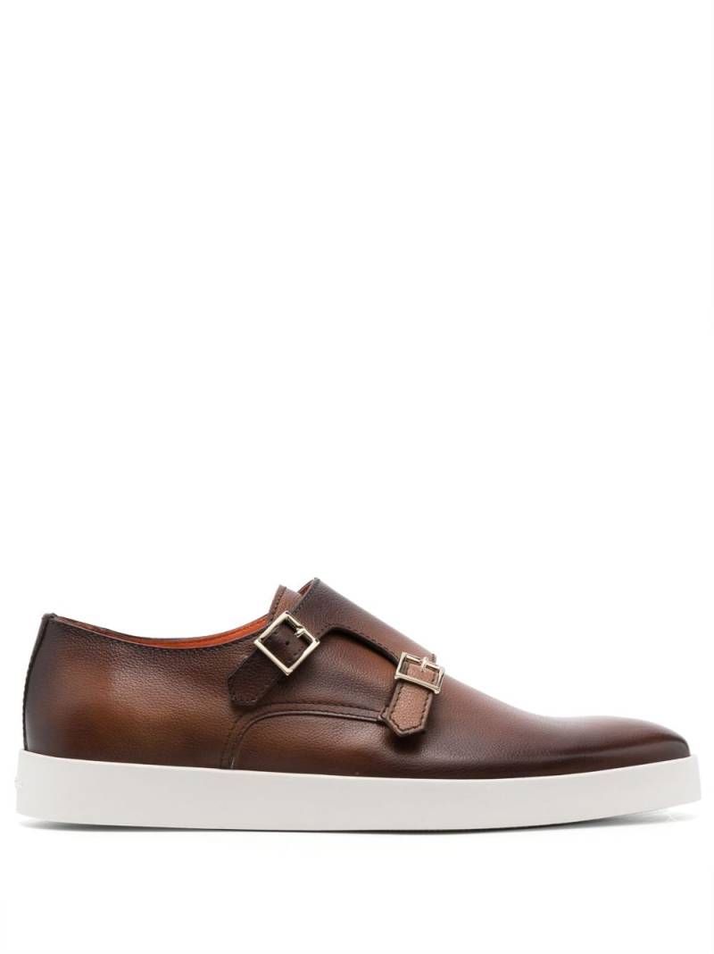 Santoni double-buckle leather monk shoes - Brown von Santoni