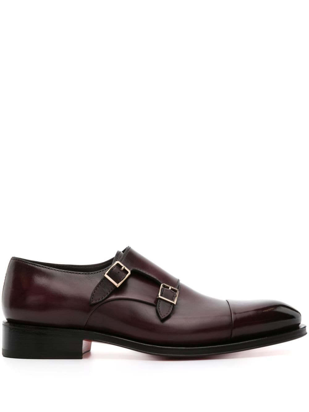 Santoni double-buckle leather monk shoes - Red von Santoni