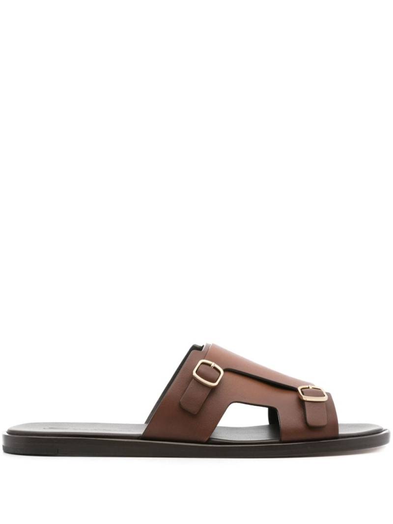 Santoni double-buckle leather sandals - Brown von Santoni