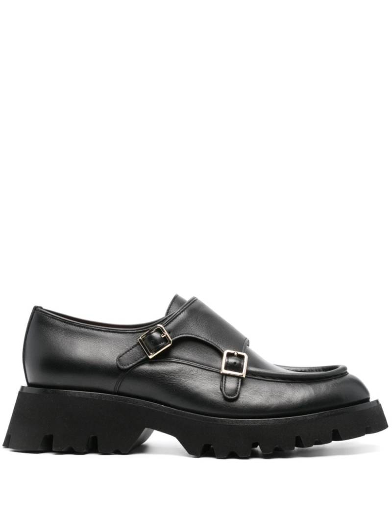 Santoni double-buckle leather shoes - Black von Santoni