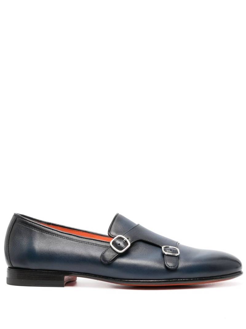 Santoni double-buckle leather shoes - Blue von Santoni