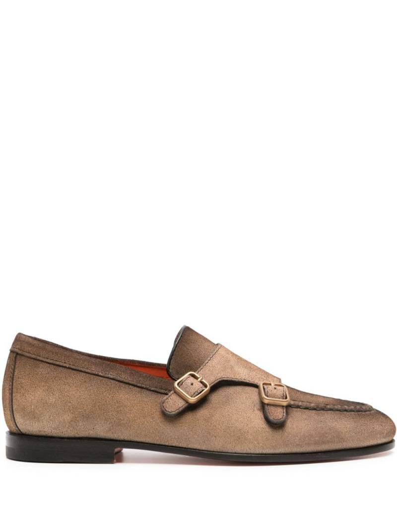 Santoni double-buckle suede loafers - Brown von Santoni