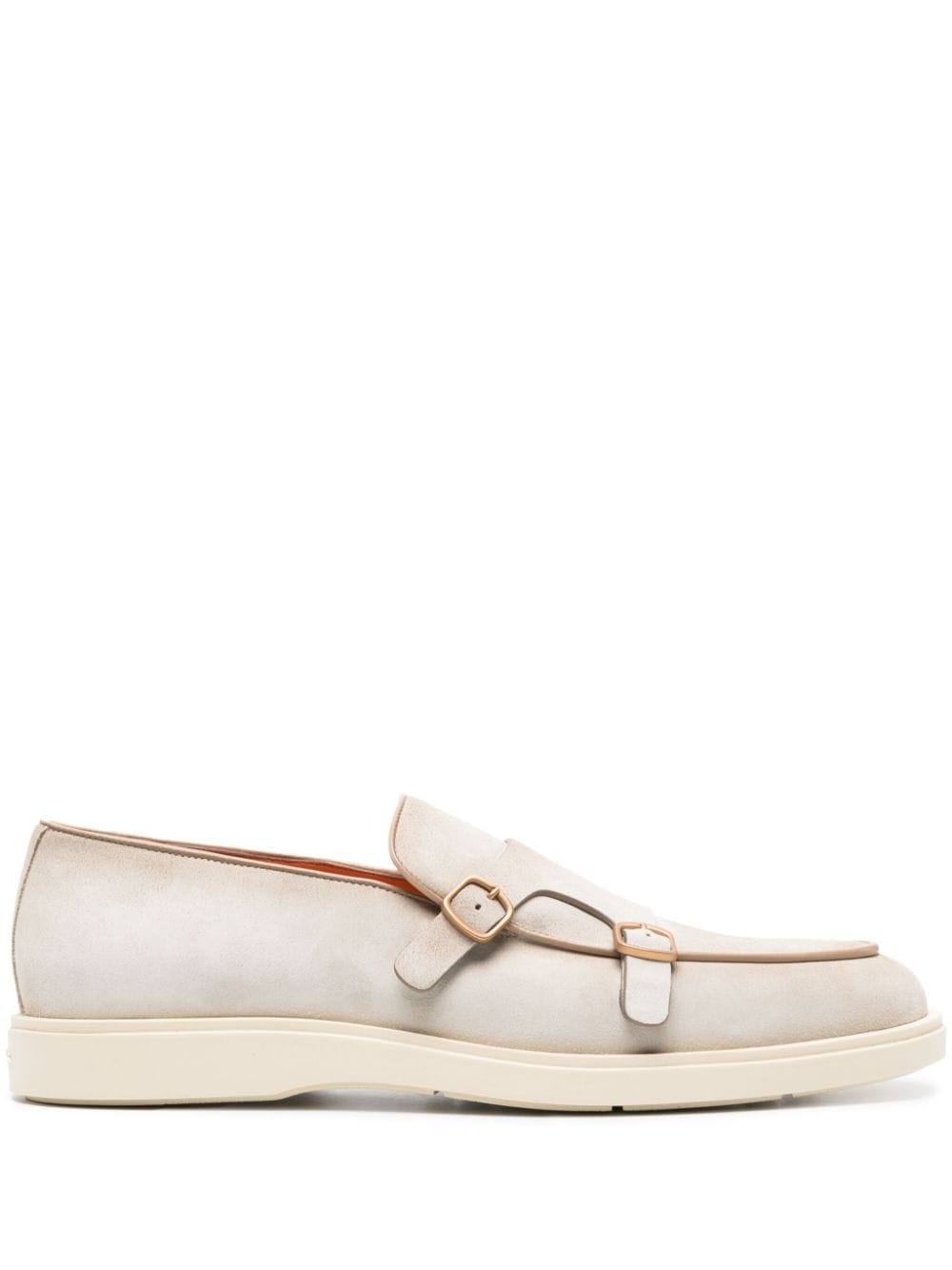 Santoni double-buckle suede loafers - Neutrals von Santoni