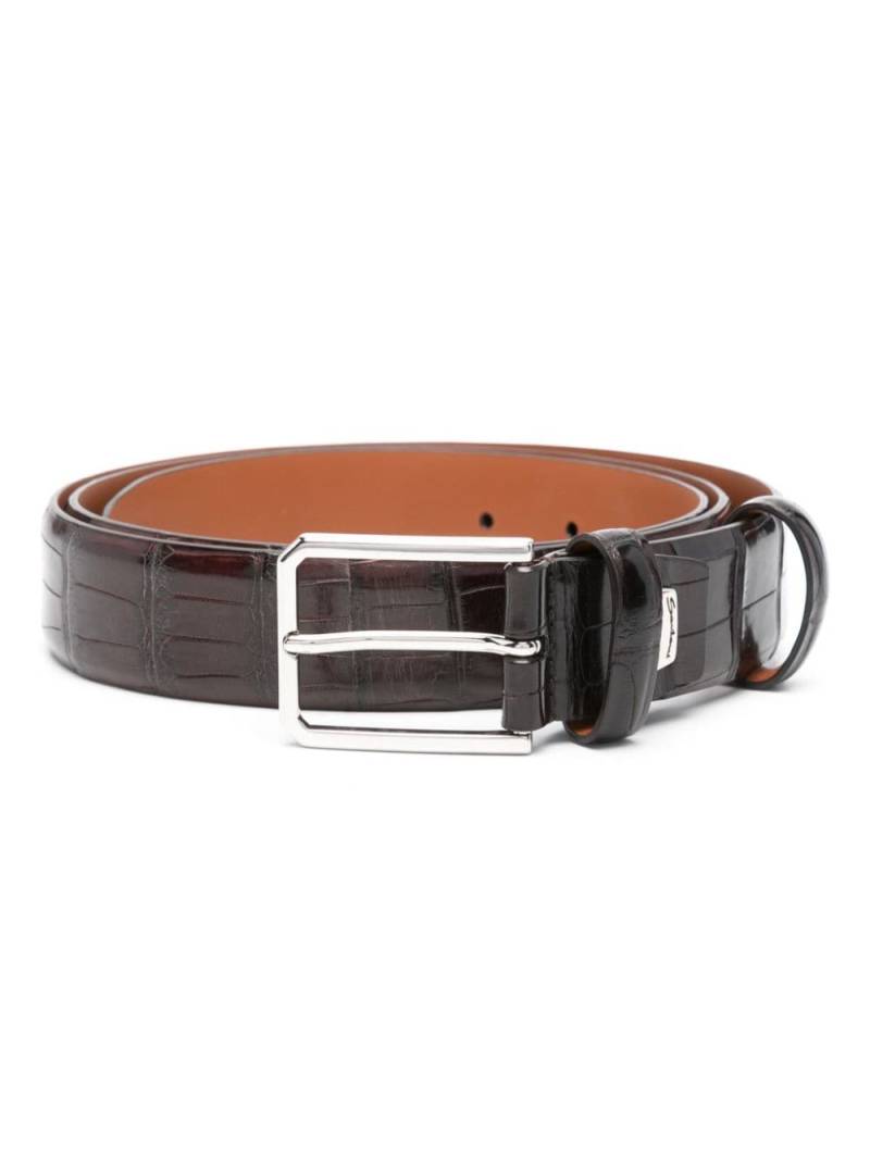 Santoni embossed leather belt - Black von Santoni