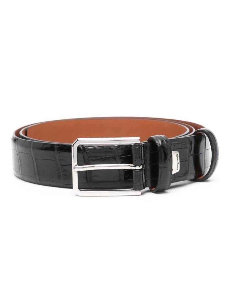 Santoni embossed leather belt - Black von Santoni