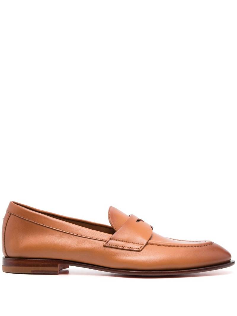 Santoni flat-sole leather loafers - Brown von Santoni