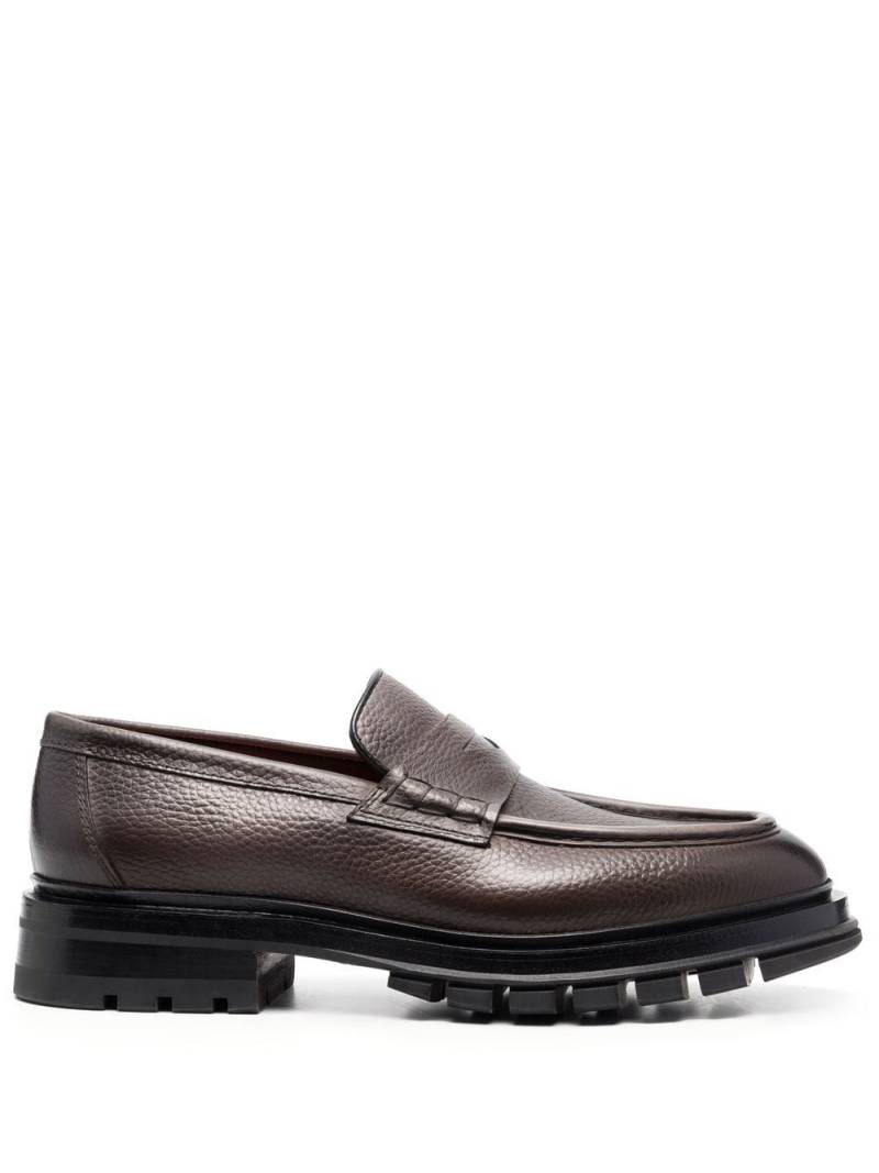 Santoni grained leather loafers - Grey von Santoni