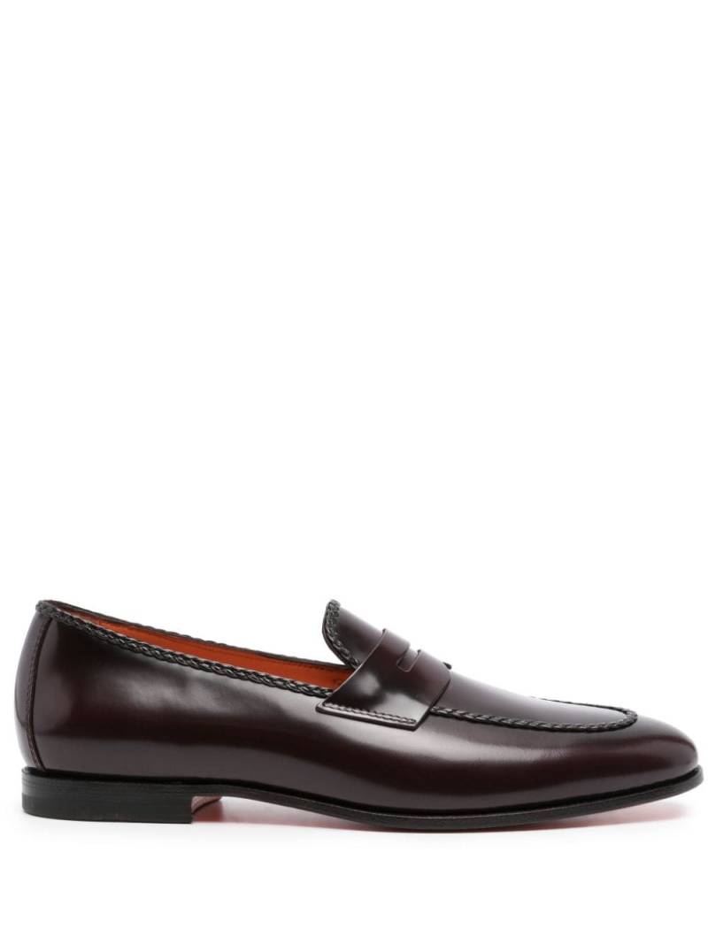 Santoni high-shine leather loafers - Brown von Santoni