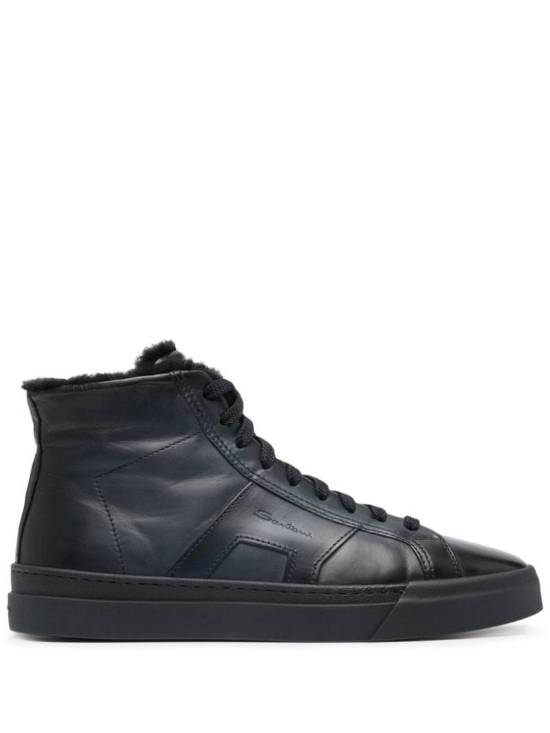 Santoni high-top leather sneakers - Blue von Santoni