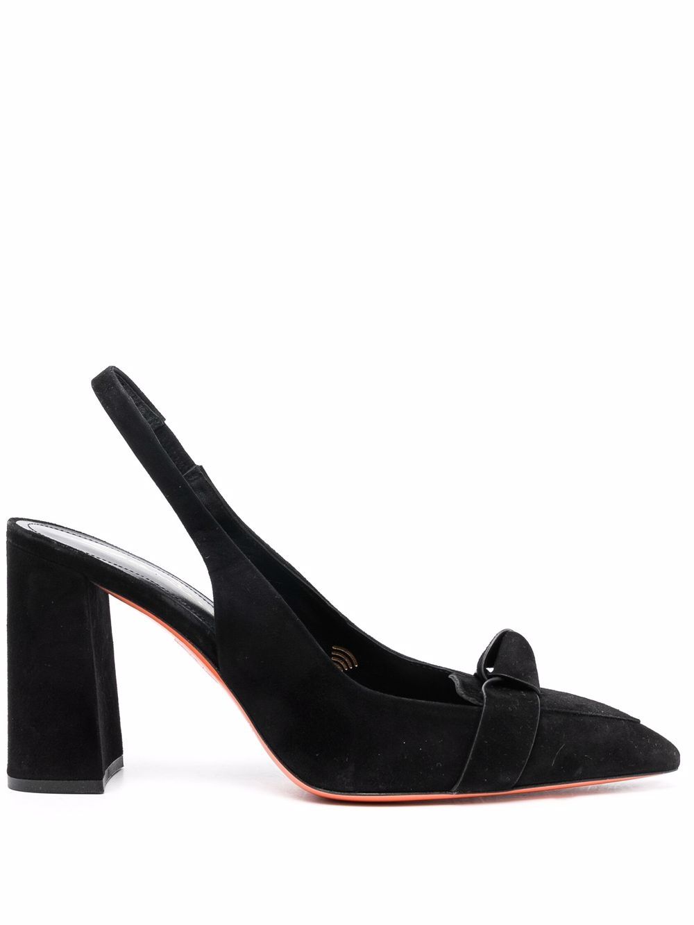 Santoni knot-embellished 95mm slingback pumps - Black von Santoni