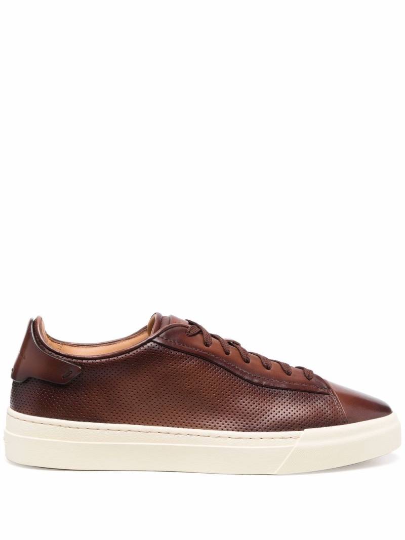 Santoni lace-up leather sneakers - Brown von Santoni