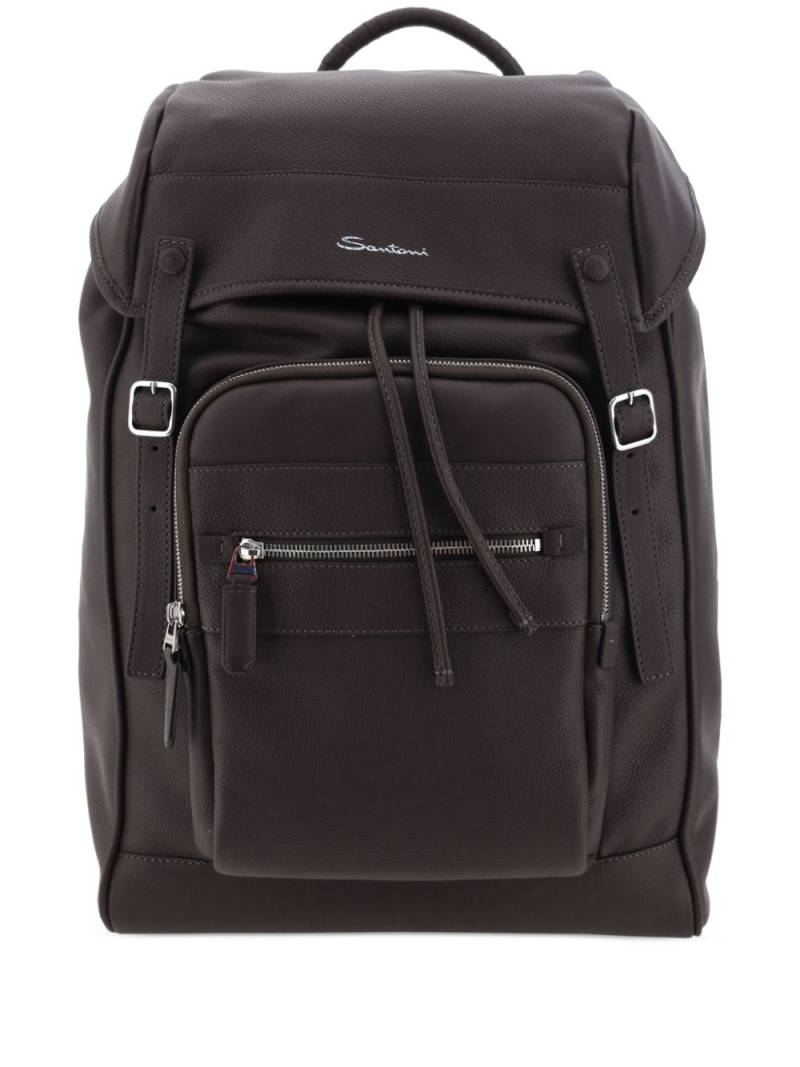 Santoni leather backpack - Brown von Santoni