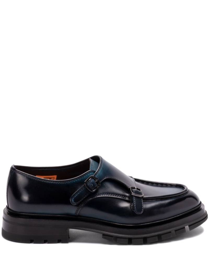 Santoni leather monk shoes - Blue von Santoni