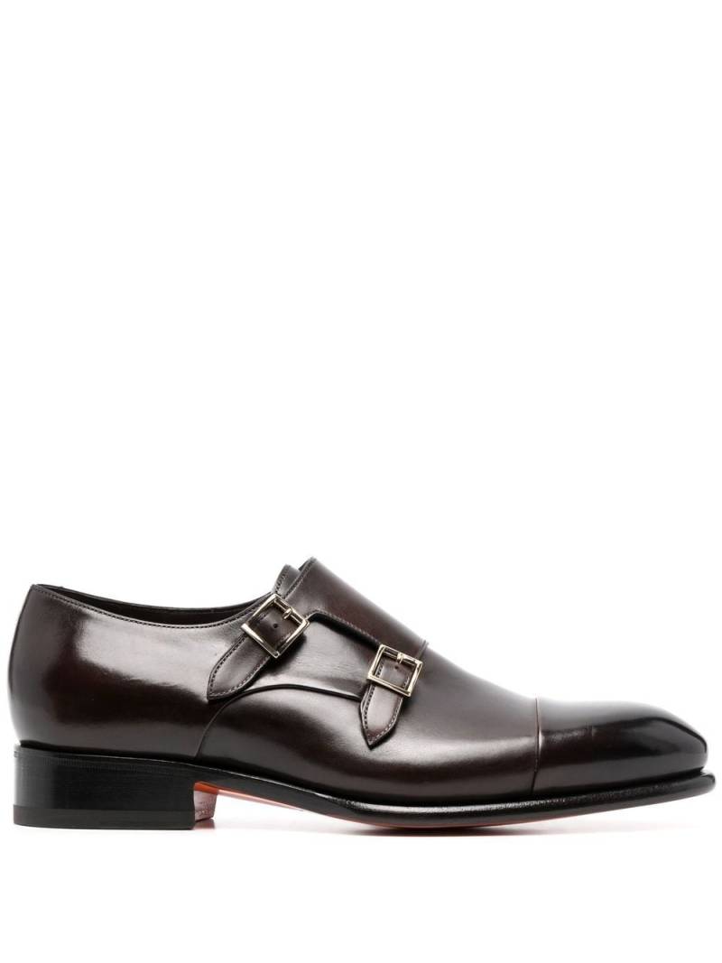 Santoni leather monk shoes - Brown von Santoni