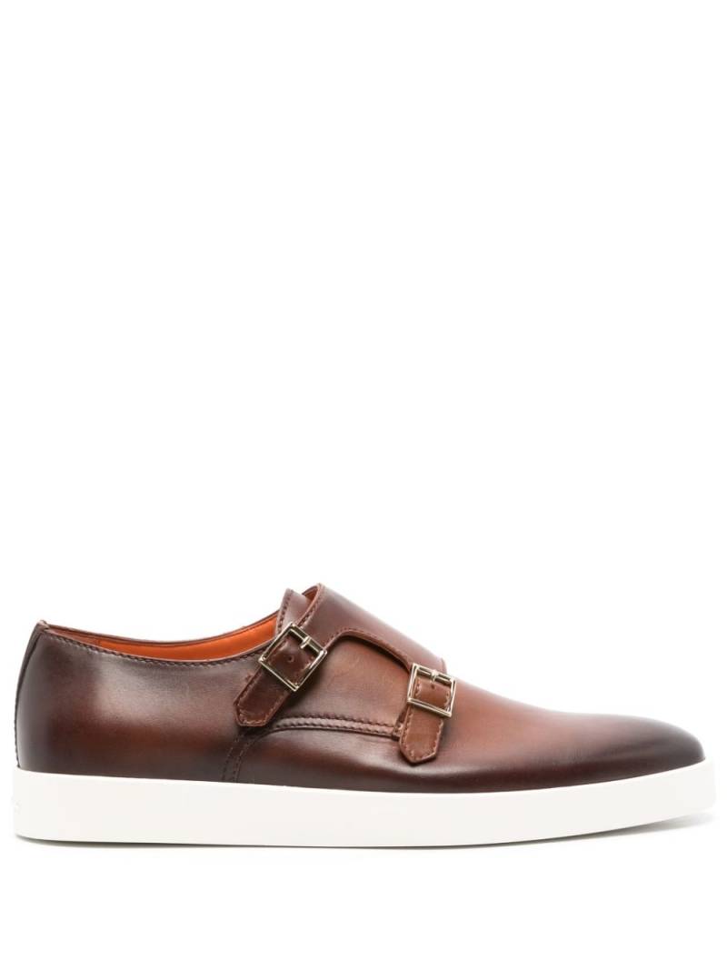 Santoni leather monk shoes - Brown von Santoni