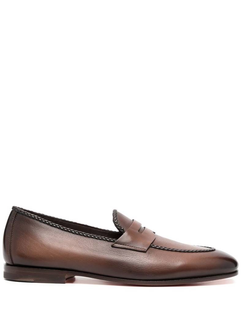 Santoni leather penny loafers - Brown von Santoni