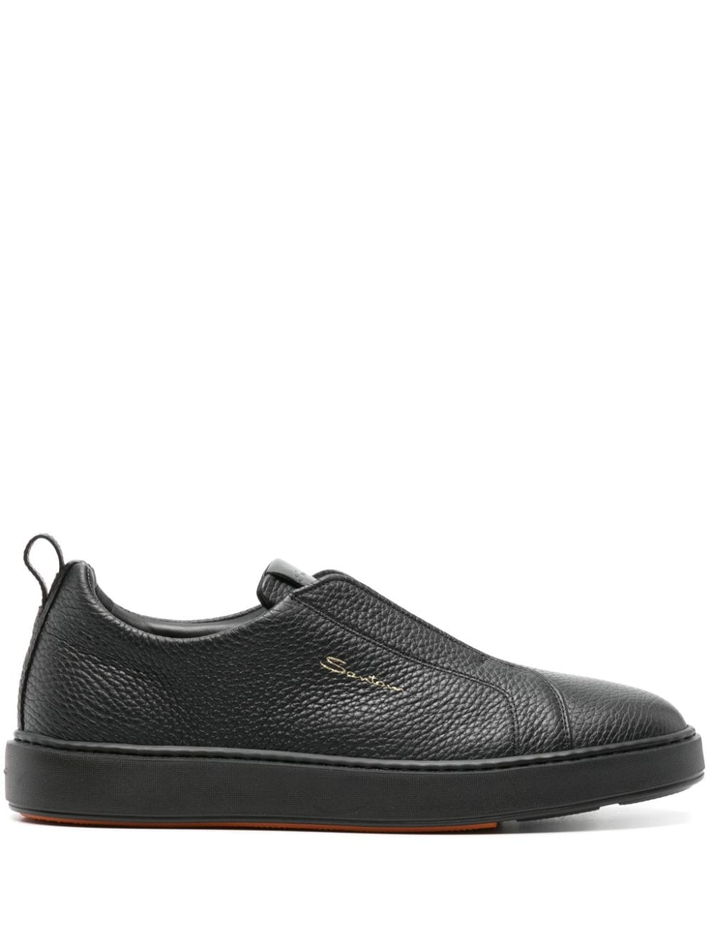 Santoni leather slip-on sneaker - Black von Santoni